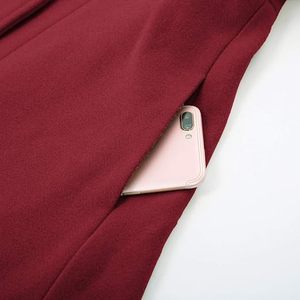 Manteau trench élégant pour femme, double boutonnage, mi-long, bleu marine uni, manches longues, col à revers, coupe-vent, polyester, vêtement d'extérieur pour l'automne - Product Image 3
