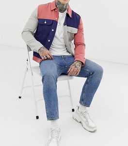 Chaqueta Vaquera Personalizada para Hombre, Estilo Hiphop, Color Block, Precio al por Mayor, Chaqueta Vaquera de Mezclilla para Hombre - Product Image 4