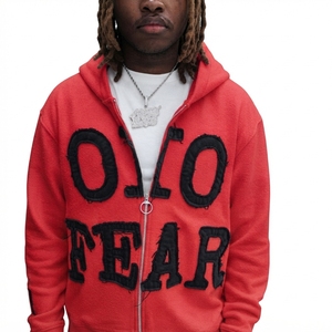 Sudadera con Capucha Negra para Hombre OLO FEAR, Estilo Urbano, Tejido de Algodón, Corte Holgado, Estampado Frontal con Letras, Ecológica - Product Image 5