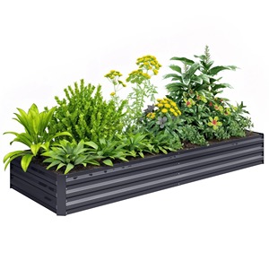 Jardinière rectangulaire moderne en métal pour fleurs et plantes vertes, finition thermolaquée, design minimaliste - Product Image 3