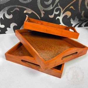 Ensemble de plateaux de service en bois gravés à la main, décoration rustique de style farmhouse - Product Image 5