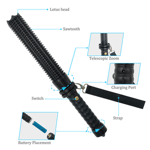 Torcia LED Ricaricabile USB Retrattile con 3 Modalità e Zoom, Set di Torce di Sicurezza per Uso Esterno - Product Image 3