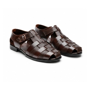 New Design LEATHER STUDIO Peshawari Chappal <b>Clogs</b> 100% Cow Leather Rubber Handmade Light Weight Peep Toe Buckle Strap Customized - Product Image 1