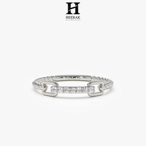 Anillo de Cadena con Diamantes Cultivados en Laboratorio en Oro Rosa Personalizado, Certificado IGI, Diamante Redondo Brillante, Banda de Cuerda Trenzada, Joyería para Mujer - Product Image 3