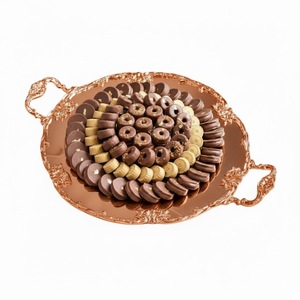 Bandeja Redonda de Metal de Diseño Moderno para Servir Chocolate, Dulces, Postres y Pasteles para Eid y Ocasiones Especiales a Buen Precio - Product Image 3