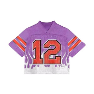 Maillot de football américain unisexe personnalisé vert pour le numéro 90, en maille sublimée respirante, à manches courtes et col en V, vêtement de sport pour adulte - Product Image 3