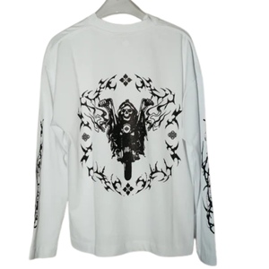 เสื้อยืดแขนยาวพิมพ์ลายกราฟิกสีขาวสำหรับผู้ชาย คอกลม ผ้าฝ้าย สไตล์ลำลอง แฟชั่นสตรีทแวร์ ดีไซน์แขนและด้านหลัง - Product Image 6