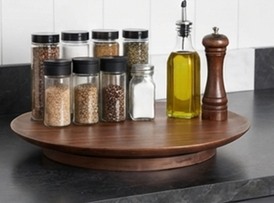 Round Wooden Lazy Susan Handmade Kitchen Platter <b>For</b> Food Presentation And Dining Table Use - Product Image 3