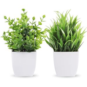 2 Pack Small Artificial Potted Plants Fake Plants for Table Desk Home Bathroom Office Decor - Product Image 1