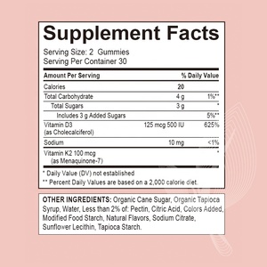 Meelefu OEM/ODM Vitamin <span class=keywords><strong>D3</strong></span> K2 Gummies Zuckerfreie Vitamine Gummi für Knochen-, Immun-und Herz gesundheits ergänzungen - Product Image 5