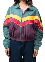 Veste coupe-vent rétro sport colorblock vert et violet, anorak de sport, veste coupe-vent imperméable en nylon, veste coupe-vent d'extérieur