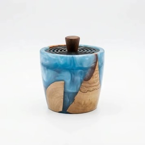 Brûleur d'encens Oud Bakhoor de luxe artisanal en bois et résine, Mabkhara arabe haut de gamme pour une décoration élégante de la maison, diffuseur de parfum - Product Image 1