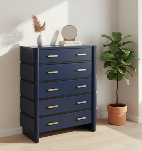 <b>5</b>-drawer Modern Eco-Friendly Chest Mango Wood Bed <b>Frame</b> Bedroom Indoor Home Furniture Handcrafted OEM ODM Factory Direct Custom - Product Image 3