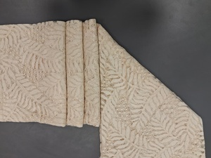 Wholesale Factory Premium Cream <b>Net</b> <b>Fabric</b> with Leaf Pattern-All Over Fern & Palm Motif Stretch Lace Material for Designer Dress - Product Image 2