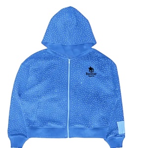 Poids lourd 100% coton polaire hommes sweats à capuche à fermeture éclair strass personnalisé surdimensionné pour l'hiver personnalisation Streetwear sweats à capuche - Product Image 1