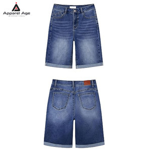 Shorts Bermuda de Mezclilla para Mujer, Color Sólido, con Bolsillos Laterales, Transpirables y Ligeros - Product Image 1