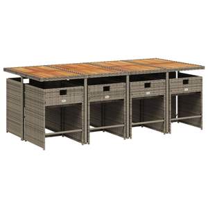 ชุดโต๊ะรับประทานอาหารในสวนสีเทาและสีน้ำตาล 8 ชิ้น พร้อมเบาะรองนั่งสีกรมท่า - Product Image 3