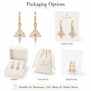 S925 Silver Drop <b>Earrings</b> with French Hook Floral CZ Charm for Sensitive Ears, Custom Women Fine <b>Piercing</b> Jewelry - Product Image 4