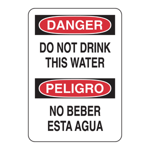 Señal Bilingüe de Peligro: No Beber Agua, para Laboratorios y Sitios Industriales - Product Image 3