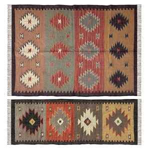 Tapis Kilim en jute et laine tissés à la main, sur mesure, pour l'entrée, le salon, la chambre et le bureau - Product Image 2