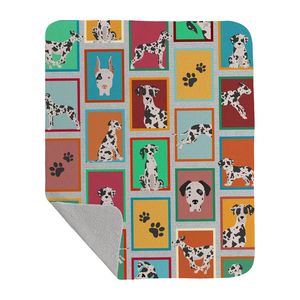Harlequin Artwork Pattern Quilted Throw <b>Blanket</b> 50x60 Soft Lightweight Natural Ears Great Dane Design for Bed Couch for <b>Pets</b> - Product Image 1