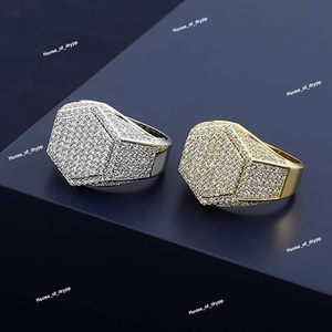 Moissanite Geometric <b>Ring</b> Inn 925 <b>Silver</b> With Pave Setting <b>Mens</b> Fashion <b>Ring</b> Sparkling Design Bold Statement Jewelry - Product Image 4