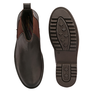 Bottes Chelsea en cuir marron pour hommes, bottines à enfiler, chaussures habillées décontractées à bout rond avec semelle en caoutchouc durable - Product Image 3