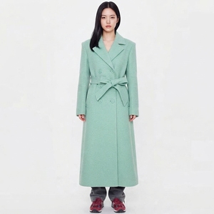 <b>Women</b> Elegant Long Coat Belted Waist Lapel Collar Wool Blend Full Length Winter Casual <b>Outerwear</b> - Product Image 1