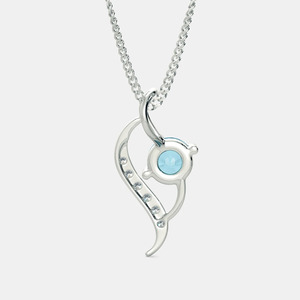Collar con Colgante de Diamante Cultivado en Laboratorio con Topacio Azul y Oro Blanco - Product Image 5
