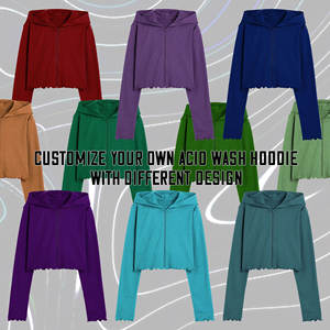 Sudadera con capucha corta con cremallera de ajuste regular, alto gramaje, directo de fábrica, lisa, para mujer, ropa de verano, con puños y bajo con ribete acanalado - Product Image 1