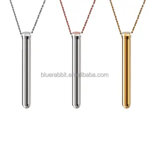 Necklace Vibrators Wholesale 7 Speeds Rechargeable Stainless Steel Vibrating Necklace In Gold Sliver Sex Toys for Women