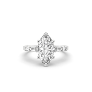 925 Sterling <b>Silver</b> 3.07Ct Marquise Cut Lab Grown Diamond Women's <b>Ring</b> Unique Lightweight Design <b>Solitaire</b> Wedding Diamond - Product Image 2