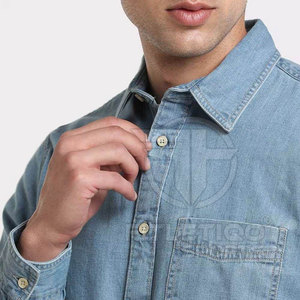 Diseña Tu Propio Logotipo, Camisas de Mezclilla para Hombre, Ecológicas, de Secado Rápido, Transpirables, Resistentes al Viento, Impermeables, 100% Algodón, de Alta Calidad - Product Image 6