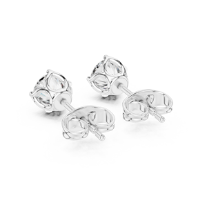 Boucles d'oreilles solitaires en diamant de laboratoire rond semi-précieux, serties de diamants en or blanc 14 carats, bijoux pour tous les jours - Product Image 2