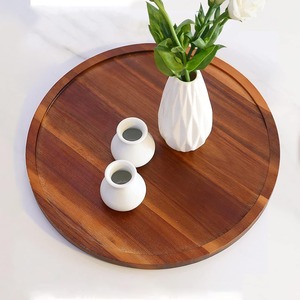 AWE Mid Century Modern Classic Design <b>Serving</b> <b>Tray</b> <b>Black</b> Powder Coated Wooden Base Dishwasher Microwave Safe Multipurpose Use - Product Image 6