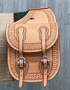 Bolsas de sillín plegables mecanizadas a mano de alta calidad de cuero genuino Oak Leaf Roughout, multifuncionales y espaciosas - Product Image 3