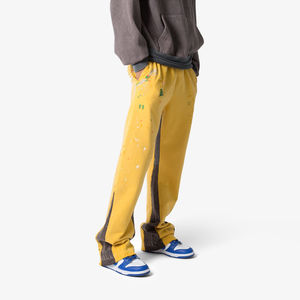 Pantalones Jogger de Felpa para Hombre, Estilo Streetwear, 100% Algodón, Lavado Ácido, con Estampado Puff Personalizado, Pierna Ancha, Precio Económico - Product Image 2