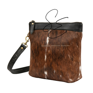 Real Leather Crossbody <b>Bag</b> with Real Fur Zipper Closure Bohemian Fashion Nylon Lining Daily Use Purse <b>Mini</b> Shoulder <b>Bag</b> - Product Image 1
