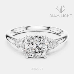 Élégante bague en or blanc 14 carats avec diamant de laboratoire taille coussin de 2,00 carats, certifiée IGI, couleur F+, clarté VS+, bijoux de fiançailles et de mariage - Product Image 1