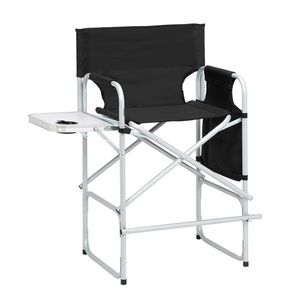 Silver White Iron Pipe Director's Chair with Black Cloth Surface Plastic Sprayed 103*60*499cm 120kg Capacity Easy Carrying - Product Image 3