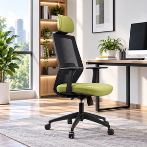Silla de Oficina Ergonómica KINSHA con Malla, Reposabrazos Ajustables, Reposacabezas Fijo, Base Giratoria, Ajuste de Altura Eléctrico, Diseño Contemporáneo y Moderno - Product Image 1