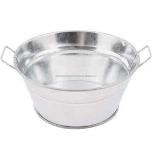 Lot de 2 Cuve en métal galvanisé naturel de 6 pouces avec poignée latérale Technique artisanale - Product Image 2