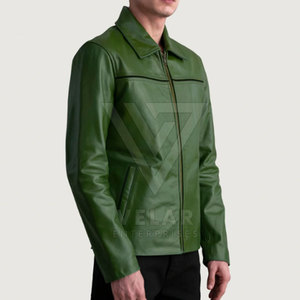Veste en cuir décontractée pour homme, très vendue, coupe-vent, respirante, écologique, fermeture éclair sur le devant, en toile, fabriquée au Pakistan - Product Image 4