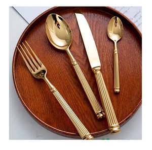 Juego de tenedores y cucharas para postre de acero inoxidable dorado de estilo lindo con mangos de cuentas de cerámica coloridas - Product Image 6