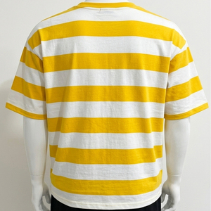 T-shirt pour homme à col rond rayé en coton 100% de haute qualité, coupe ample, impression personnalisée, manches courtes, surdimensionné - Product Image 5