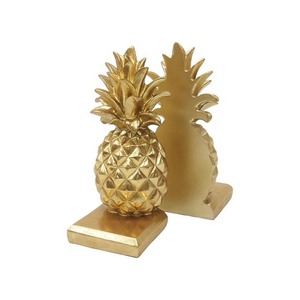 Porte-livres en forme d'ananas plaqué or, sculpture décorative en métal, accessoire de bureau élégant pour la maison, style glamour, 2 pièces - Product Image 6