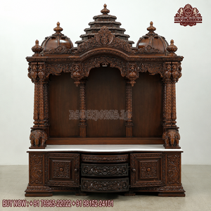Big Swaminarayan Teak Wood Mandir For Home <b>Hand</b> Carved Wooden Hindu Temple for Home & Office Wholesale Indian Pooja Ghar Mandir - Product Image 5