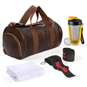 Sacs de sport en cuir véritable, style duffle, sac à dos de voyage, fermeture éclair, unisexe, sangle réglable, sacs de sport pour la gym - Product Image 5