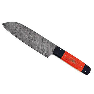 Cuchillo de Cocina de Acero de Damasco Hecho a Mano, Ecológico y Duradero, Mango de Madera Pakka, Funda de Cuero, Uso Profesional en la Cocina - Product Image 6