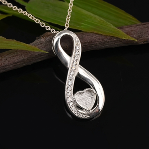 925 Sterling Silver <b>Infinity</b> Heart Bezel Pendant 6mm Blank CZ Setting Charm for Resin Ashes Keepsake DIY Jewelry - Product Image 1